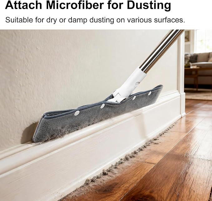 Professional Air Broom for Water & Pet Hair Removal, Floor Squeegee for Tile, Hardwood & Under-Furniture Cleaning with 51″-58″ Telescoping Handle & 180° Rotating Head