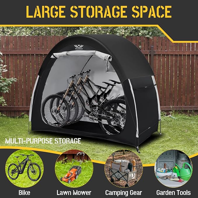 Bike Tent Outdoor Storage Shed, with Rain Cover,Waterproof Zipper,Waterproof Anti-UV 210D Oxford Fabric,Outside Bicycle Storage Shelter Fits for 2-3 Bikes,Motorcycle,Mower,Garden Tools,79"x32"x67"