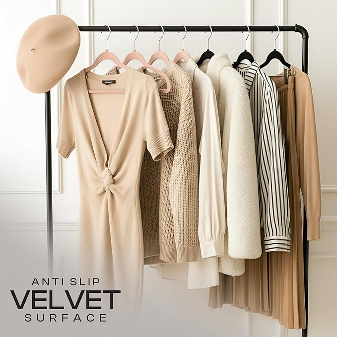 Utopia Home Velvet Hangers 50 Pack - Non-Slip Suit Hangers with 360 Degree Rotatable Hook - for Pants, Coats, Shirts & More (Pink)