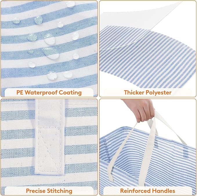 Lifewit 1 Pack Laundry Hamper Large Collapsible Laundry Baskets, Freestanding Waterproof Clothes Hamper with Easy Carry Handles in Laundry Room Bedroom Bathroom College Dorm, Blue, 100L