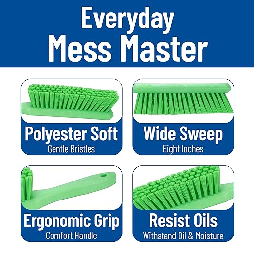 SPARTA Handheld Soft Counter Brush 8 Inch Bristle Span, Multi-Use Dust Brush with 5 Inch Handle for Tables, Countertops, and Delicate Surfaces, Polyester, Lime