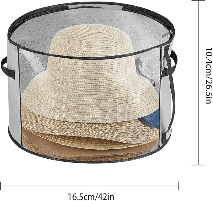 Oversized Clear Hat Box Storage for 7 Caps, Portable Cowboy Hat Box with Zipper for Women Men Travel, Hats Case Hats Organizers