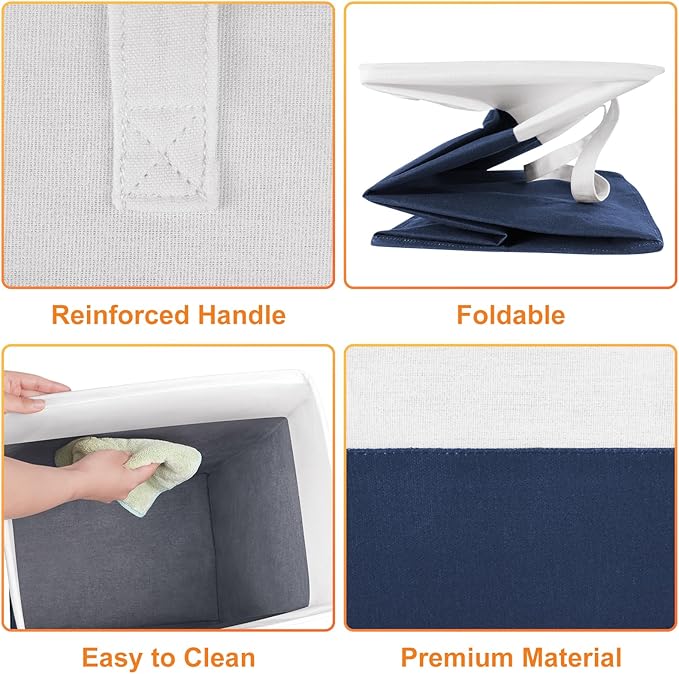 laundry basket 3-Pack, laundry hamper, Hamper with handles, collapsible laundry baskets, Waterproof dirty clothes hamper, Towel Storage for Home or Dorm, 88L-Blue
