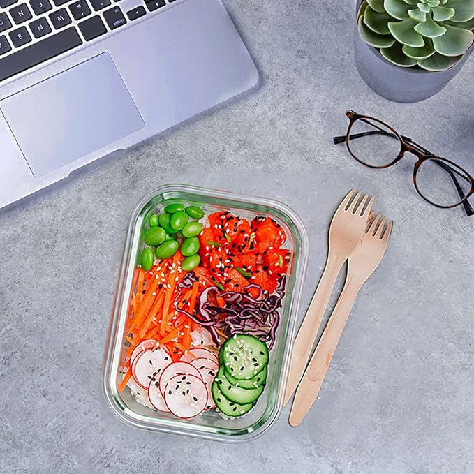 KOMUEE 24 Pieces Glass Food Storage Containers Set, Meal Prep Containers-Stackable Airtight Glass Storage Containers with lids,Freezer, Microwave, Oven Safe,Red