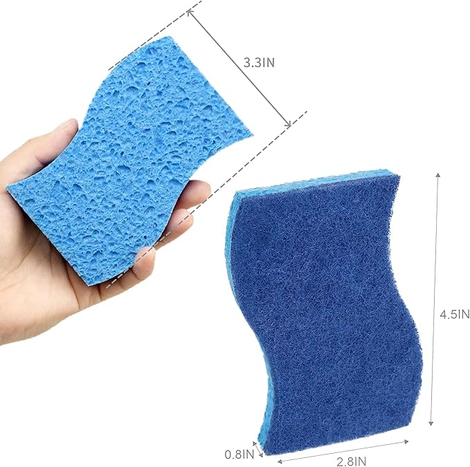 CELOX 6 Pack Non-Scratch Cellulose Scrub Sponge, Blue
