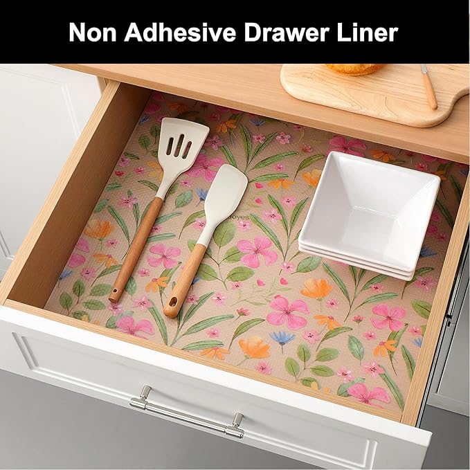 Cooyes Shelf Liner – Premium Non-Adhesive Cabinet & Drawer Liner for Kitchen – Waterproof Shelf Paper with Modern Pattern – Durable EVA Cabinet Mat – Easy to Cut （17.5" W x 360" L）