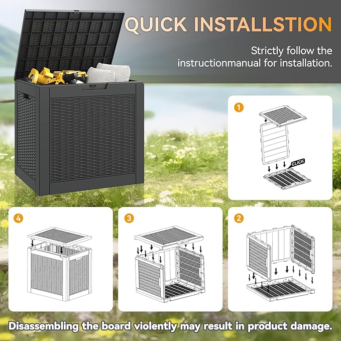 KAMABOKO 31 Gallon Outdoor Storage Box 2 Pack All-Weather Deck Box for Patio Furniture, Package Deliveries, Garden Tools, Pool Supplies & Cushions, Black