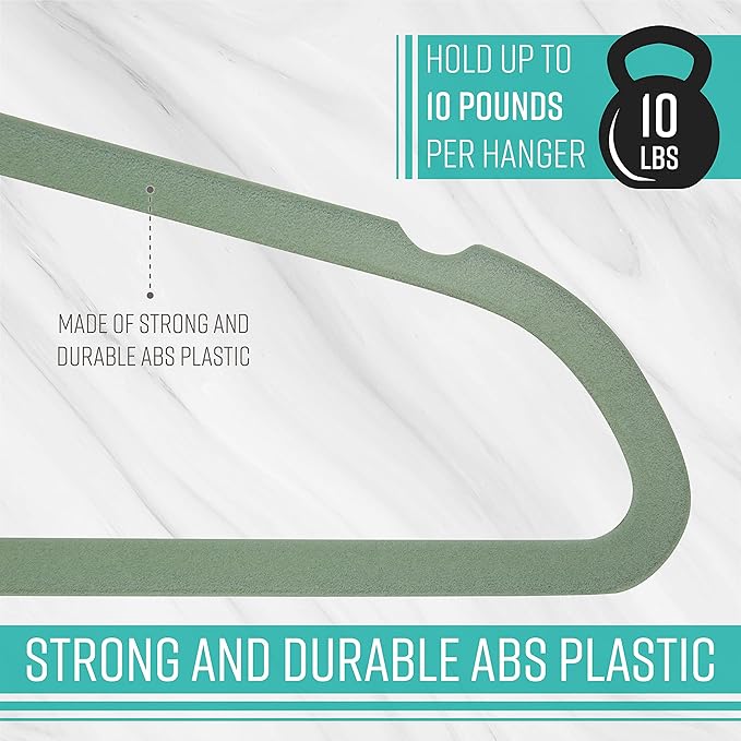 Simplify Slim Velvet Clothes Hangers | 25 Pack | Non-Slip | Shirts | Suit | Pants | Dresses | Garments | Closet Storage & Organization | Durable | Sage