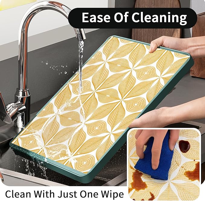 Shelf Liners for Kitchen Cabinets 23.62in x 39.5FT, Non Adhesive Cabinet Liner Strong Non-Slip Golden Leaf Drawer Liner, Easy to Clean for Shelf, Cabinet with Knife and Tape Measure
