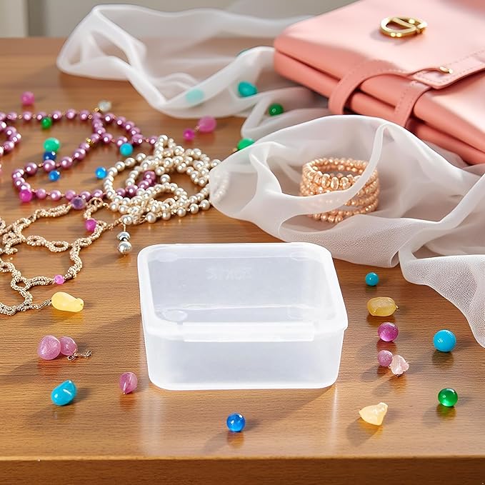 Square Clear Jewelry Storage Boxes Beads Crafts Case Containers-Reusable Plastic- 6x6x1.8cm Comfortable and Environmentally Professional Design Organization, Storage and Transport
