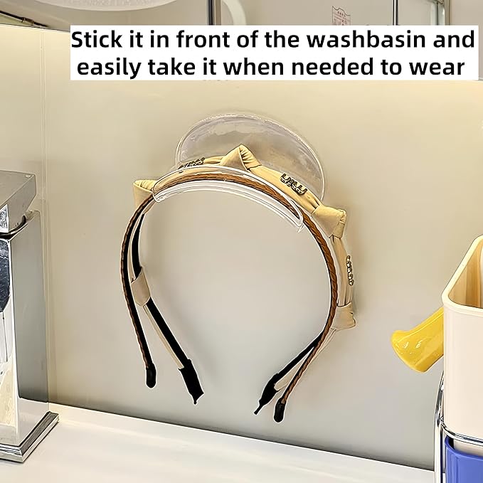 4 Pack Acrylic Headband Holder,Wall Mounted Hair Tie Organizer, Punch-Free Sticky Hair Tie Holder, Girls and Women Transparent Acrylic Hair Accessories Headband Organizer