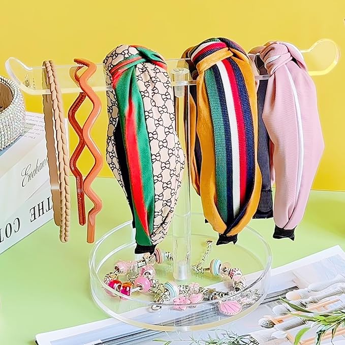 Bigfety Acrylic Headband Holder Organizer, Hair Hoop Display Stand, Clear Hairband Rack for Storage, 1 Pack