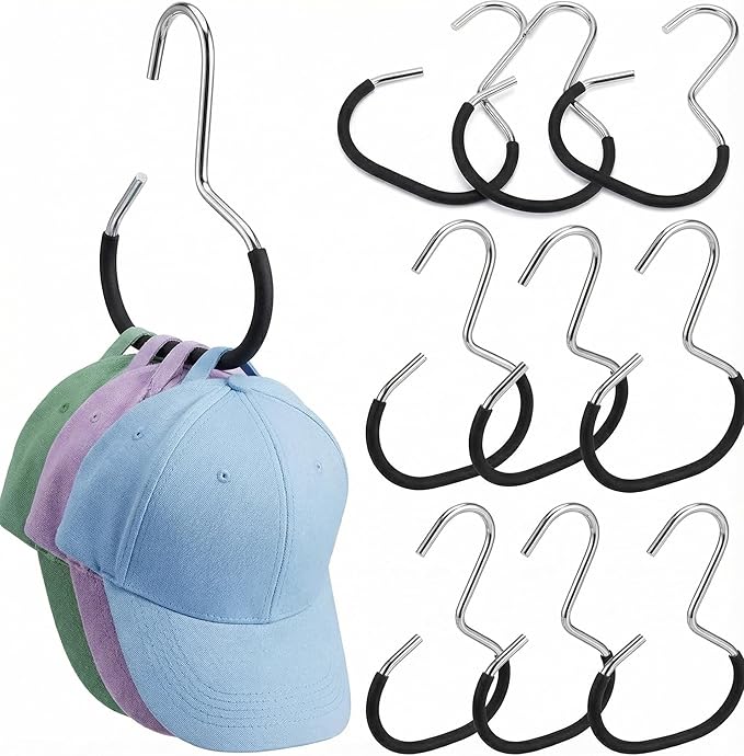 BESTOYARD 10 Pack Scarf Hat Hanger Organizer for Closet, Non-Slip Metal Ring Holder Rack, Heavy Duty Hooks for Scarves, Hijabs, Belts, Ties, Tank Tops