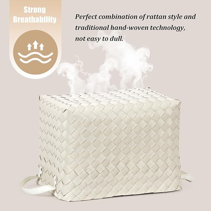 Handwoven Clothes Basket Laundry Hampers Large Wicker Storage Baskets for Shelves Blankets Closet Storage Bins Car Bedroom Bathroom Organizers and Storage Bath (Pack of 4, White)
