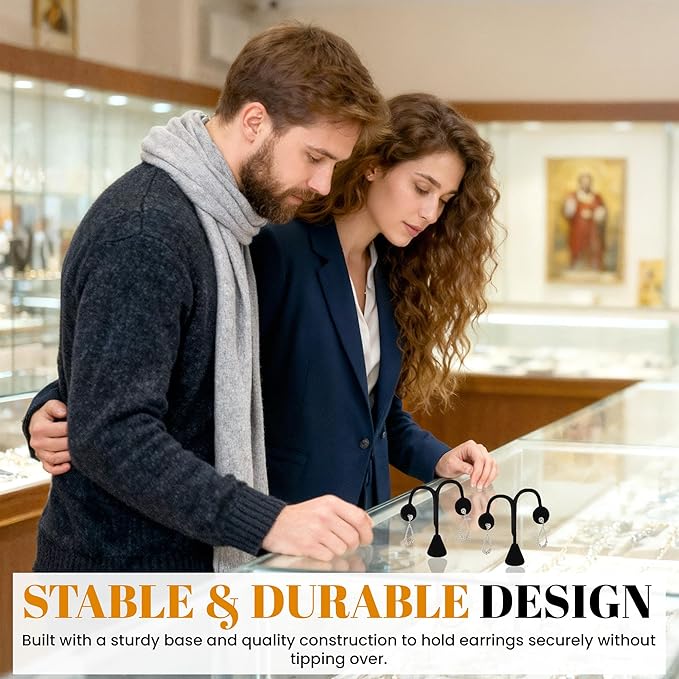 Novel Box 2 Pack Black Velvet Earrings Display Stands 3 3/4 x 4 3/4 Inches - Jewelry Stand Earring Organizer for Women - Elegant Earrings Stands for Craft Shows, Selling & Personal Use