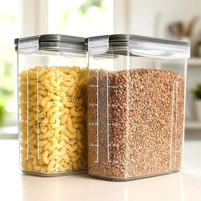 Utopia Kitchen Cereal Containers Storage Set – 6 Pack 4L(135.2 oz) Airtight Food Storage Containers with Lids, BPA-Free Cereal Dispensers for Pantry Organization and Storage (Clear)