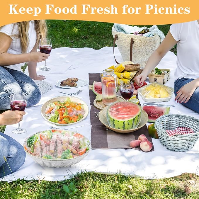 200 Pcs Bowl Covers for Bread Proofing, Plastic Shower Caps for Sourdough Bread, Food Covers Stretch Reusable Elastic, Keep Food Fresh and Dust Away
