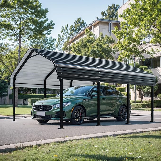 Shintenchi 12x15 FT Metal Carport, Heavy Duty Carport Canopy with Enhanced Base and Frame,Outdoor Galvanized Garage Car Port for Cars, Boats,Tractors and Party