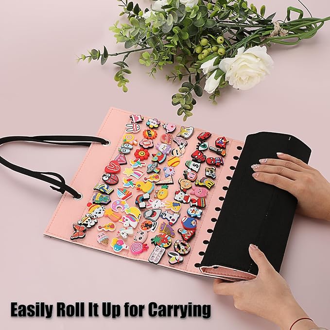 JUXYES Shoe Charms Organizer Wall Hanging Charm Collection Holder with 216 Holes, Portable Decorative Croc Shoe Charms Display Hanging Decoration Croc Charm Collection Storage Organizer