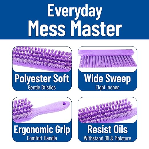 SPARTA Handheld Soft Counter Brush 8 Inch Bristle Span, Multi-Use Dust Brush with 5 Inch Handle for Tables, Countertops, and Delicate Surfaces, Polyester, Purple