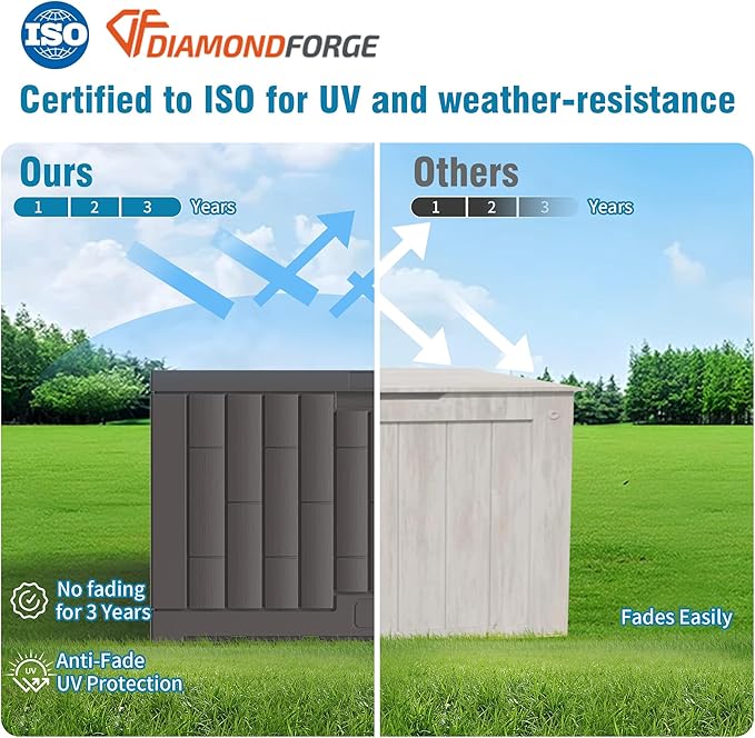 Outdoor Storage Box, 30 Gallon Resin Waterproof Deck Box, Lockable, Built-in Handle, Outside Storage Container for Patio, Garden and Garage