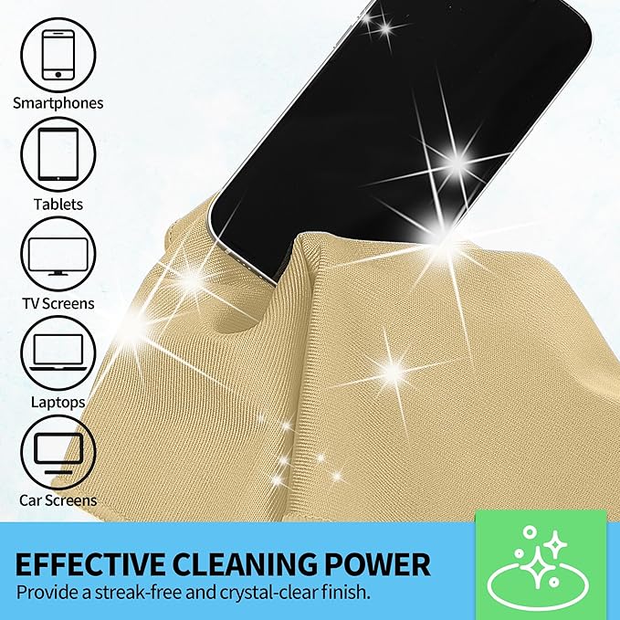 HOMERHYME Microfiber Cleaning Cloth - 10 Pack Glasses Cleaning Cloth, 16" x 14" Window Cleaning Rags, Streak Free Lint Free Polishing Cloths Wipes for Eye Glass, Stainless Steel, Windshield, Beige