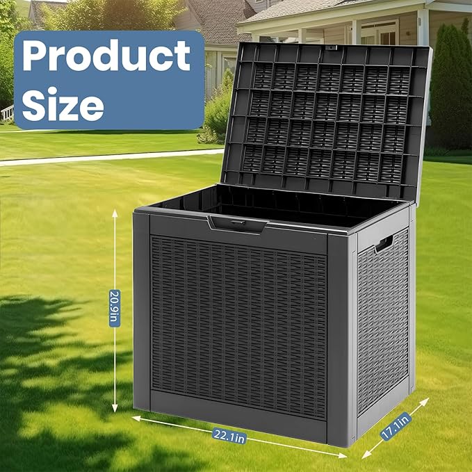 NEWBULIG 31 Gallon Deck Box, Weatherproof Resin Lockable Outdoor Storage for Secure Package Deliveries and Indoor Storage in Garden or Patio, Backyard