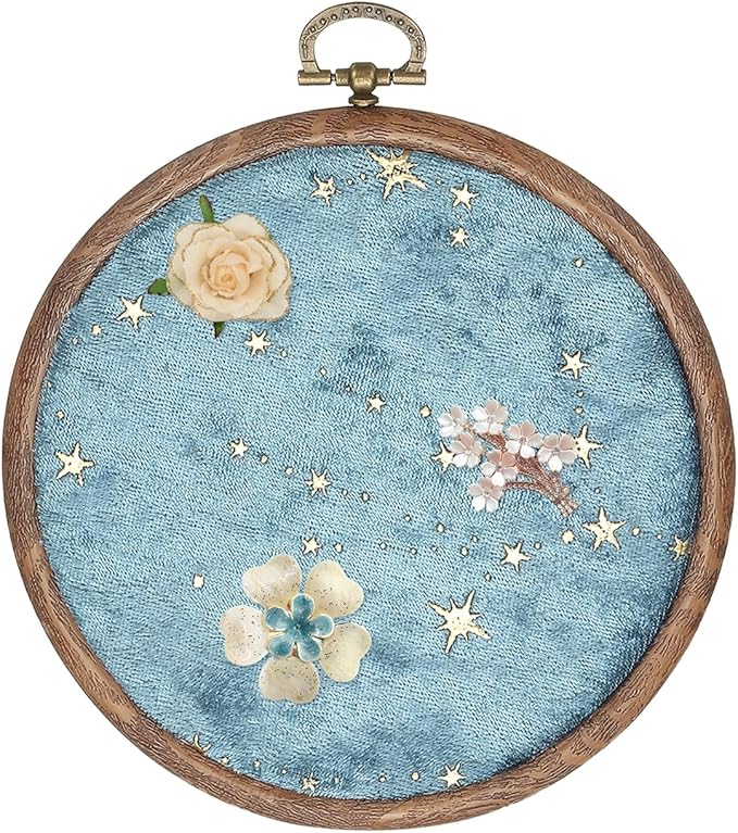 uxcell Round Pin Display Board, Velvet Wall Hanging Brooch Jewelry Display Stand Storage Holder for Enamel Pins Badges Brooches Jewelry, Star & Moon, Porous Blue