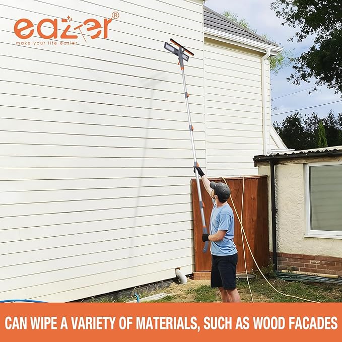 Eazer 3-in-1 Spray Window Squeegee, 76'' Window Cleaner Tool with 5-Section Extension Pole, Window Cleaning Kit with 4 Microfiber Cloth, Window Washing Equipment for Indoor/Outdoor Windows, Car Glass