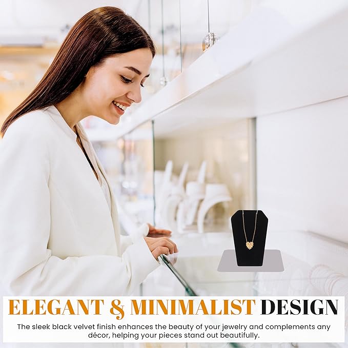 Novel Box 2 Pack Black Velvet Pendant Display Stands 2 1/2 x 1 3/4 x 3 1/4 Inches - Jewelry Stand Pendants Organizer for Women - Elegant Pendant Easels for Craft Shows, Selling & Personal Use