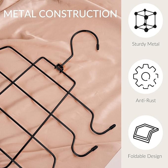 ZEDODIER 4 Pack Tank Top Hanger Space Saving, Bra Hangers for Closet Organizer, Hanging Bra Organizer Tank Tops Holder with 32 Hooks, Metal Closet Organizers and Storage Small Space Solutions, Black