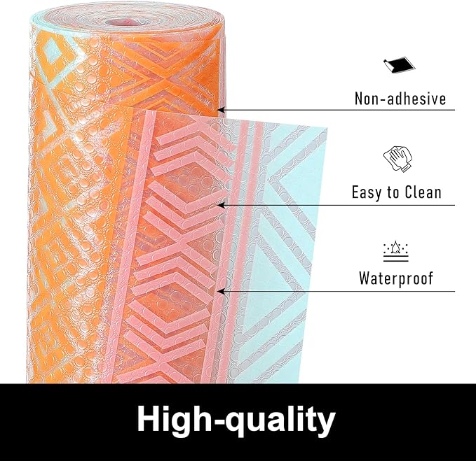 Cooyes Shelf Drawer and Cabinet Liner, Washable Oil-Proof Shelf Liners for Kitchen Cabinets, Shelves, Refrigerator, Non-Adhesive Drawers Mats（17.5" W x 360" L）