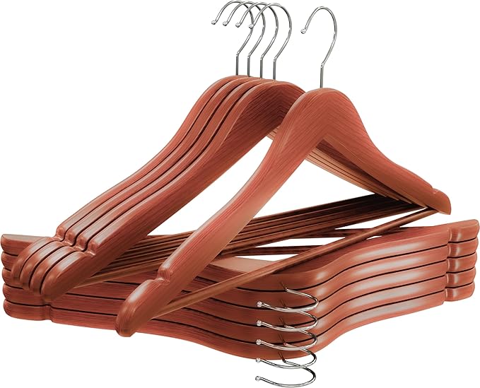 Utopia Home Premium Wooden Hangers 30 Pack - Durable & Slim Coat Hanger - Suit Hanger with 360-Degree Rotatable Hook - Wood Hangers with Shoulder Grooves (Cherry Color)