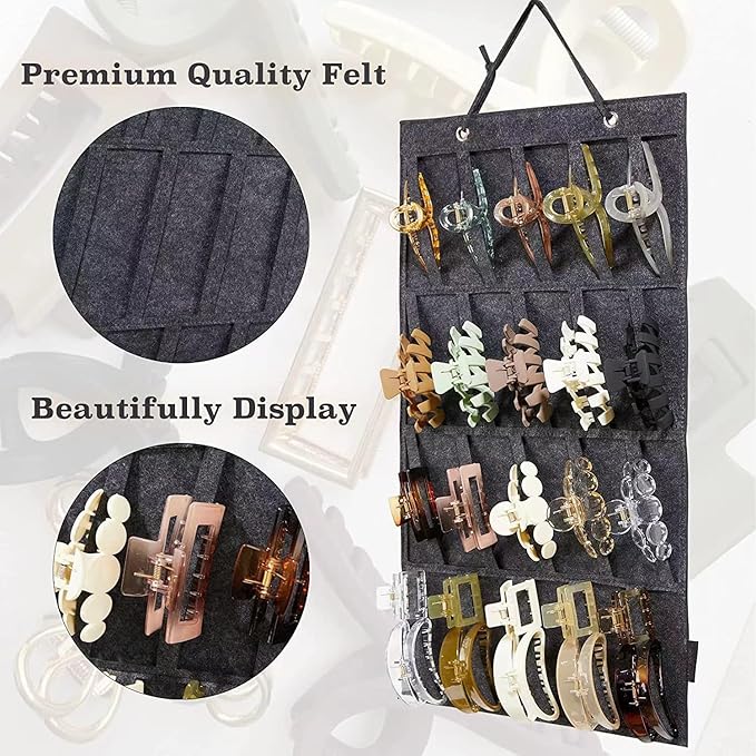 Claw Clip Organizer Wall Decorations Large Claw Clip Storage Rack (Black)