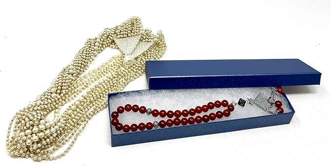 10 Pack Pearl Blue Cotton Filled Paper Cardboard Jewelry box for Necklace, Watch, Bracelets, Pen, Pocket Watches, Anklets for Wedding, Anniversary, Engagement, Birthday Size- 8.1" x 2.2" x 1"