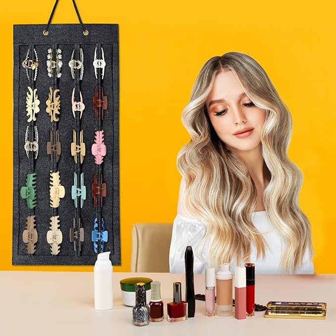 SMUK Hair Claw Clip Holder for Girls, Hanging Claw Clips Storage Organizer for Women, Hair Clip Stand Holder for Wall, Door, Closet, Big Claw Clip Display for Teen Girls
