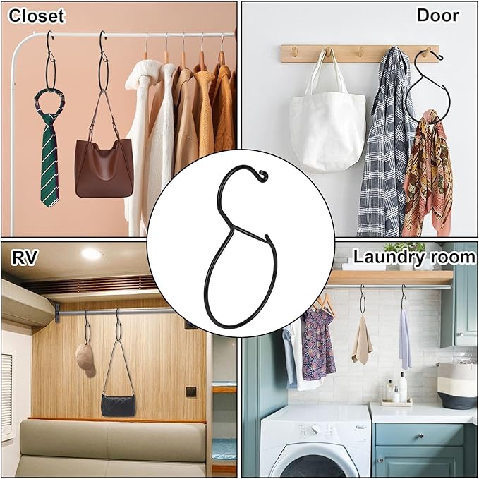 4pcs Belt Hanger for Closet, Belt Holder Tie & Scarf Organizer Rack for Ties Scarves Bags Purses and Hats Accessories Keeps Wardrobe Neat & Storage (Black)