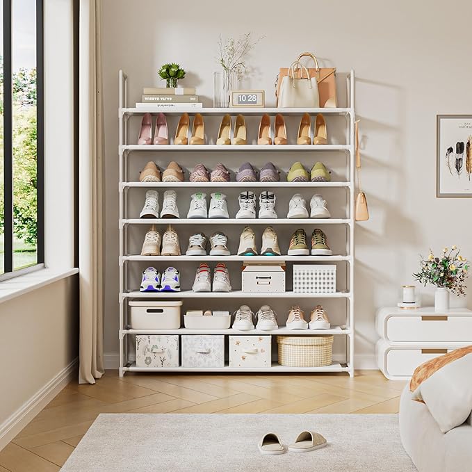 OYREL 8 Tier Shoe Rack Organizer Large Shoe Storage Rack for Closet Entryway Shoe Holder Space Saving Shoe Shelf Shoe Stand Tall Shoe Tower Metal Shoe Rack Holds up to 32-40 Pairs of Shoes