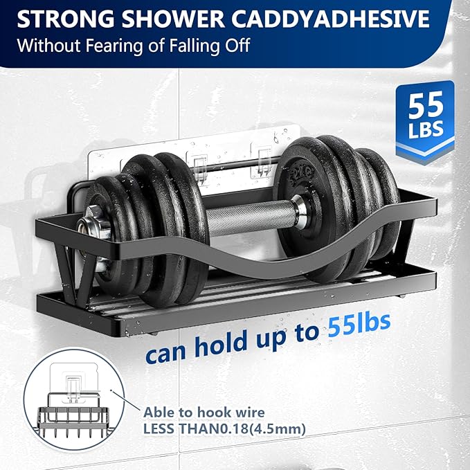 14 Pack Shower Caddy Adhesive Replacement, Strong Adhesive Hooks, Waterproof Shower Adhesive Strips, No Drilling, for Bathroom Storage Shelves and Kitchen Racks