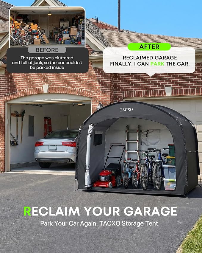 Bike Storage Shed Tent,Bike Cover Waterproof Outdoor Storage Shed with 30% More Top Storage Space for 4-5Bikes,Portable Bicycle Shelter for Motorcycle,Garden Tools,Lawn Mower