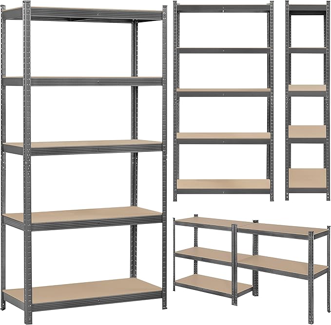 Topeakmart 5-Tier Garage Storage Shelving Unit Adjustable Metal Shelves Heavy Duty Utility Shelves Storage Racks-Dark Gray, 35.5 x 16 x 71 Inch