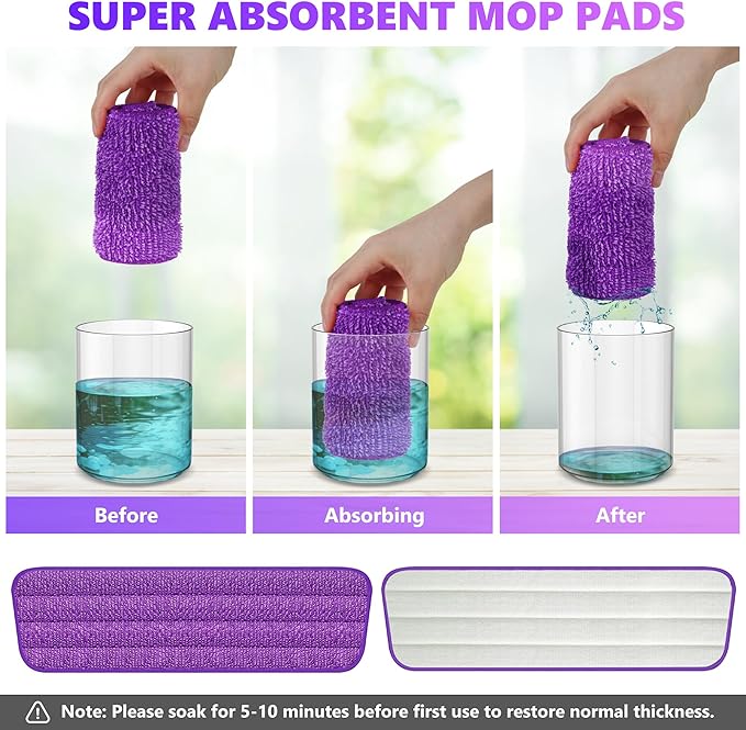 3 Pack Reusable Mop Pads Compatible with Swiffer PowerMop, Wood Floor Pads Microfiber Mop Replacement Refills Machine Washable for All Floor Surfaces