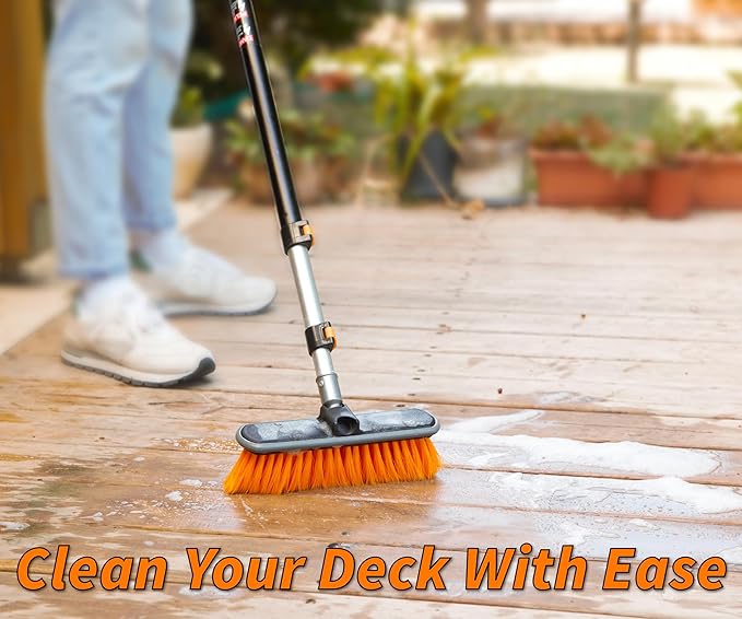 30-Foot Exterior House Cleaning Brush Set with 5-24 ft Extension Pole // Vinyl Siding Brushes with Telescopic Extendable Pole & Window Cleaning Squeegee Tool // The Ultimate Extension Scrub Brush Set