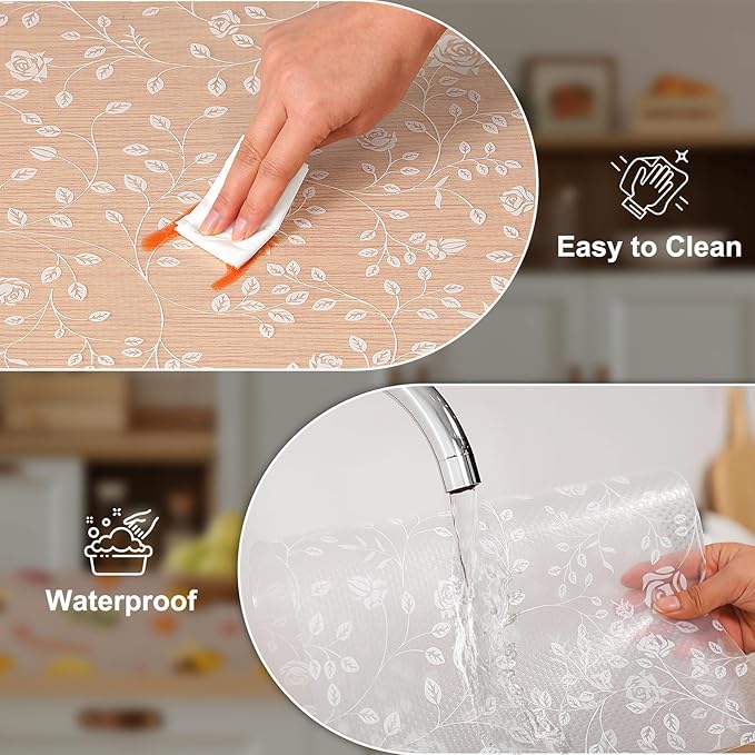 Cooyes Shelf Liner – Premium Non-Adhesive Cabinet & Drawer Liner for Kitchen – Waterproof Shelf Paper with Modern Pattern – Durable EVA Cabinet Mat – Easy to Cut （17.5" W x 360" L）