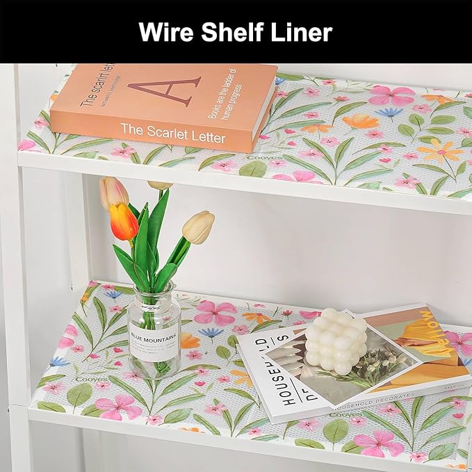 Cooyes Shelf Liner – Premium Non-Adhesive Cabinet & Drawer Liner for Kitchen – Waterproof Shelf Paper with Modern Pattern – Durable EVA Cabinet Mat – Easy to Cut （12" W x 120" L）