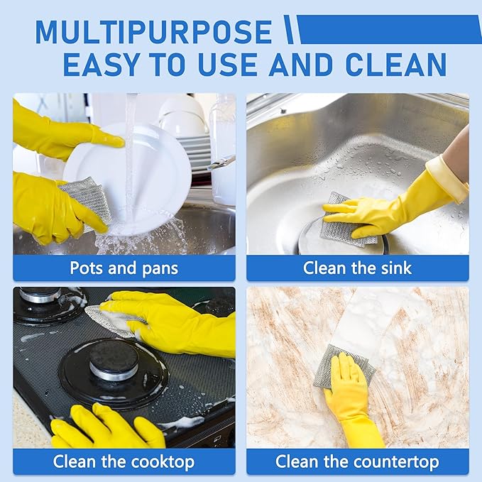 30pcs Set Non-Scratch Steel Wool Dishcloth - Multi-Use Kitchen Scrubbers, Durable Cleaning Pads for Wet & Dry Use White