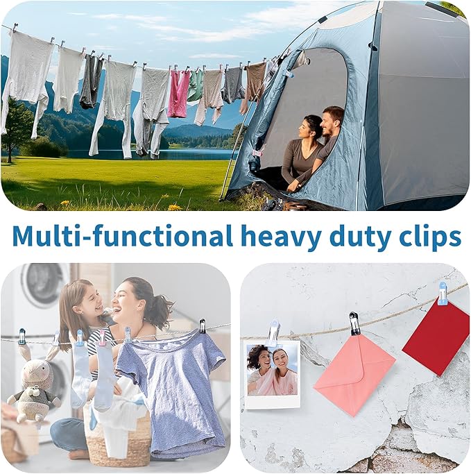 Clothes Pins Heavy Duty Out Door 30 Pack,Chip Clips 2.17 Inch, Bag Clips, Clothespins,Chip Clips Bag Clips Food Clips for Laundry, Bag Clips for Food Clips for Hanging Stainless Steel(Dark Green)