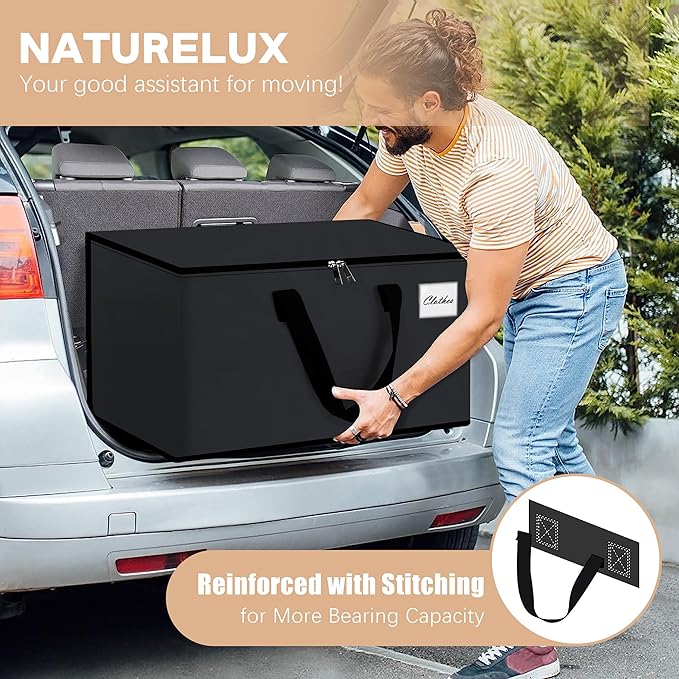 Heavy Duty Moving Bags - Extra Large Packing Bags and Storage Totes, Collapsible and Foldable Option for Moving and Storage, Black, 125 L - 6 Pack