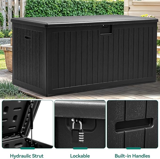 YITAHOME 230 Gallon Double-Wall Deck Box with Divider & Side Handles, Outdoor Large Storage for Patio Furniture Cushions, Garden Pool Accessories, Water Resistant & Lockable
