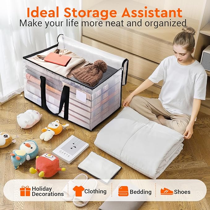 BlissTotes Moving Bags, 93L 10-Pack Storage Bags, Moving Box Heavy Duty Extra Large, Moving Totes with Zipper, Reinforced Handles Boxes for Packaging Moving, Decorative Wreath Storage